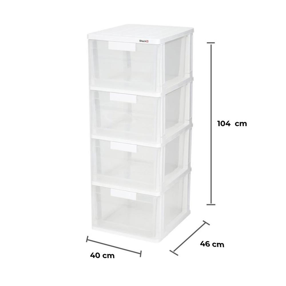 ตู้ลิ้นชัก 4 ชั้น STACKO MAX(M) 40x46x104 ซม. สีใส