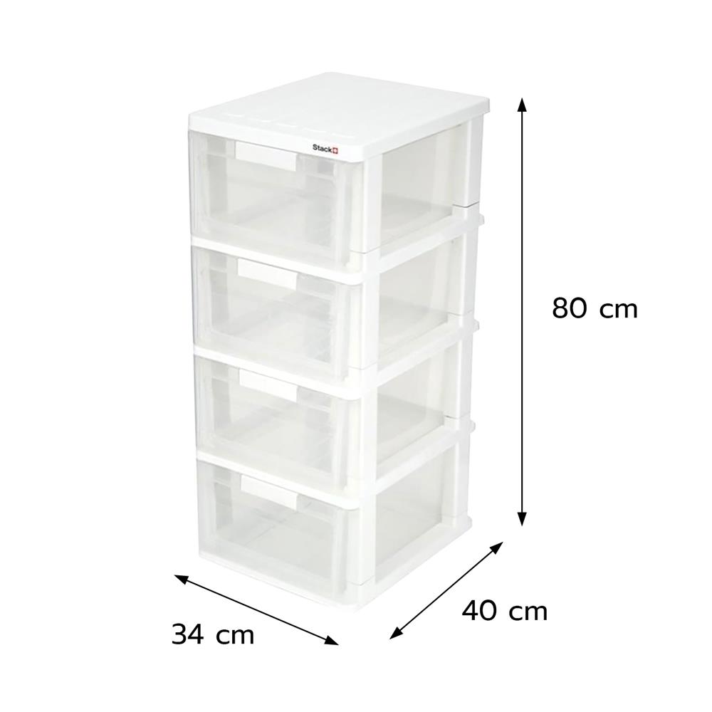 ตู้ลิ้นชัก 4 ชั้น STACKO MAX(S) 34x40x80 ซม. สีใส