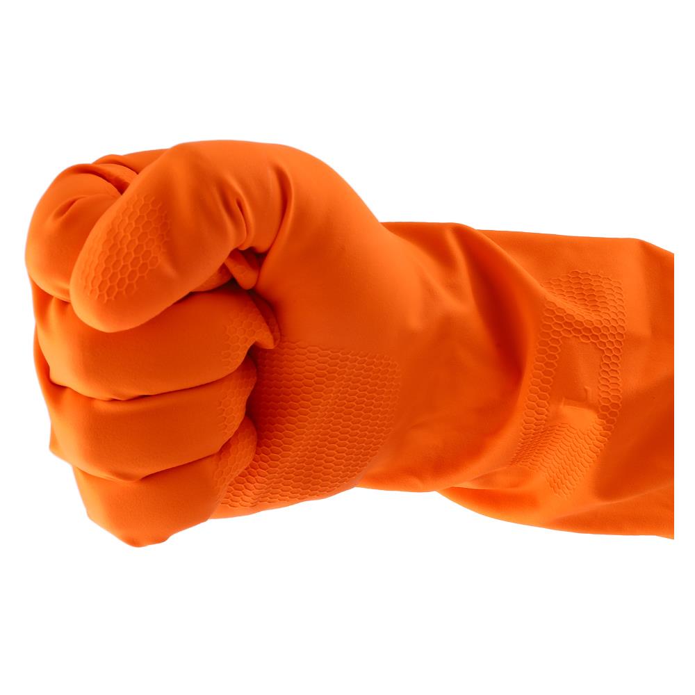 ถุงมือยาง ตราม้า สีส้ม Size M