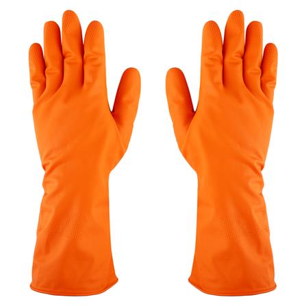 ถุงมือยาง ตราม้า สีส้ม Size M