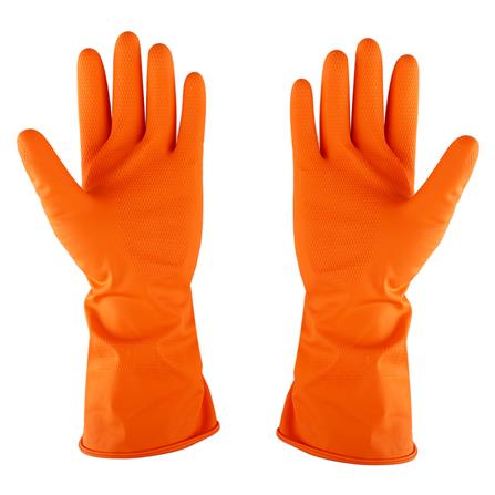 ถุงมือยาง ตราม้า สีส้ม Size M_1