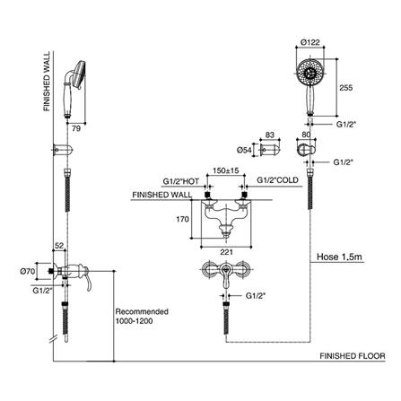 ก๊อกผสมยืนอาบ KOHLER K-72697T-B4-AF_1