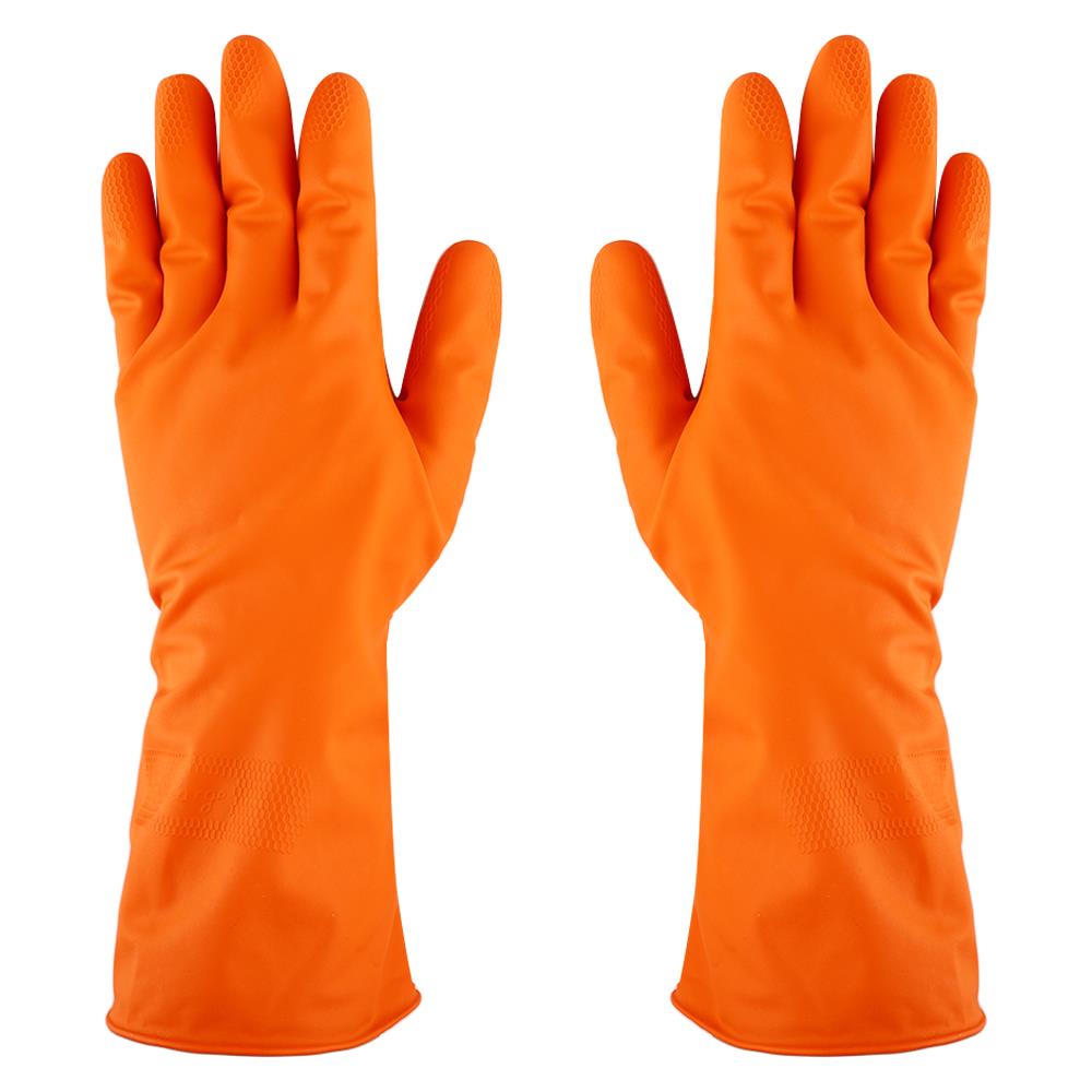 ถุงมือยาง ตราม้า สีส้ม Size L