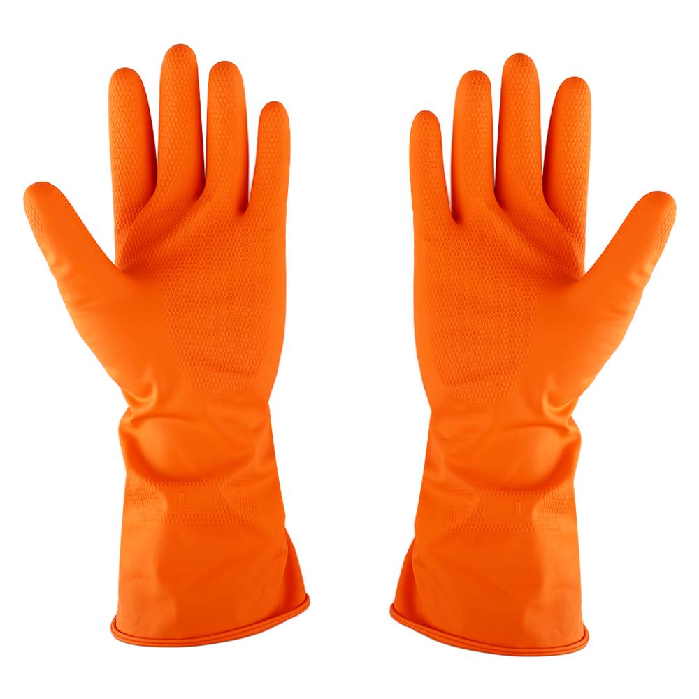 ถุงมือยาง ตราม้า สีส้ม Size L