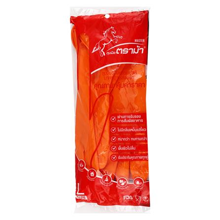 ถุงมือยาง ตราม้า สีส้ม Size L_3