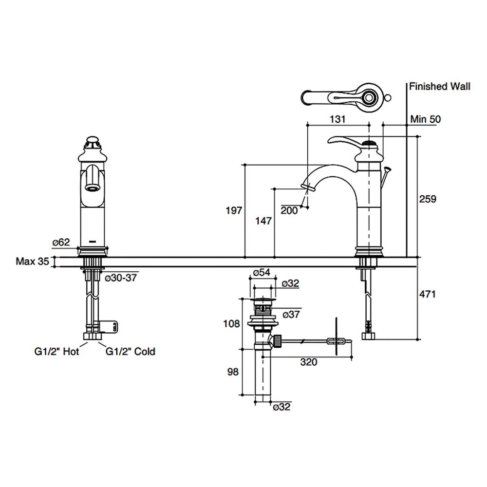 ก๊อกอ่างล้างหน้าผสม KOHLER K-12184T-B-AF