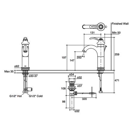 ก๊อกอ่างล้างหน้าผสม KOHLER K-12184T-B-AF_1