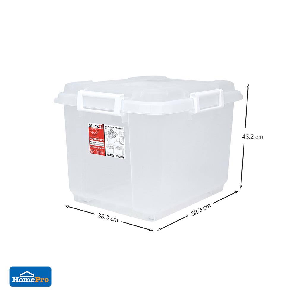 กล่องหูล็อค STACKO 60 ลิตร 52.3x43.2x38.3 ซม. สีใส