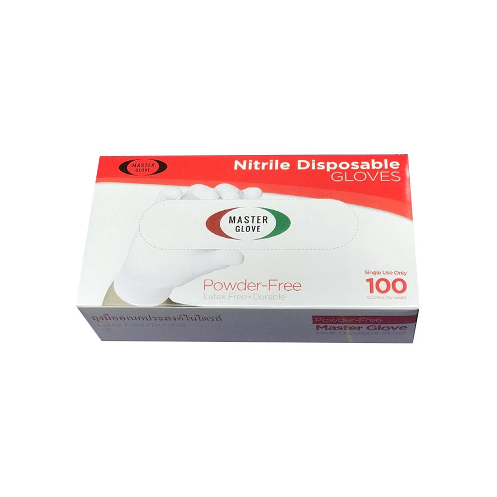 ถุงมือยางไนไตร MASTER GLOVE SIZE M สีฟ้า
