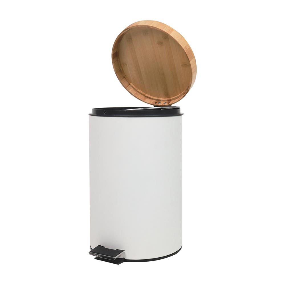 ถังขยะเหยียบกลม ACCO SYLVAN ขนาด 12L สีขาวฝาไม้