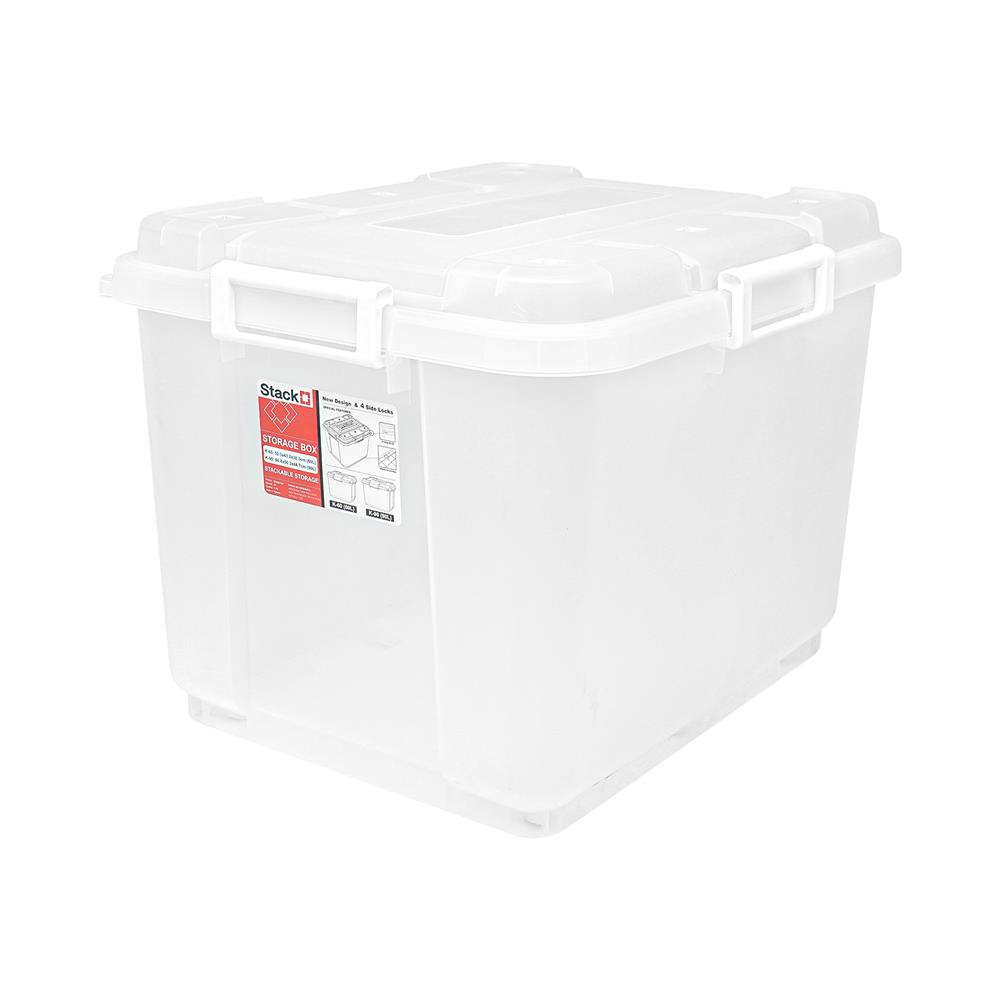 กล่องเก็บของ มีล้อ ฝาล็อค STACKO 90 ลิตร 60.8X50.3X44.7 ซม. สีใส_1