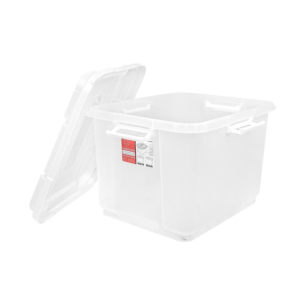 กล่องเก็บของ มีล้อ ฝาล็อค STACKO 90 ลิตร 60.8X50.3X44.7 ซม. สีใส