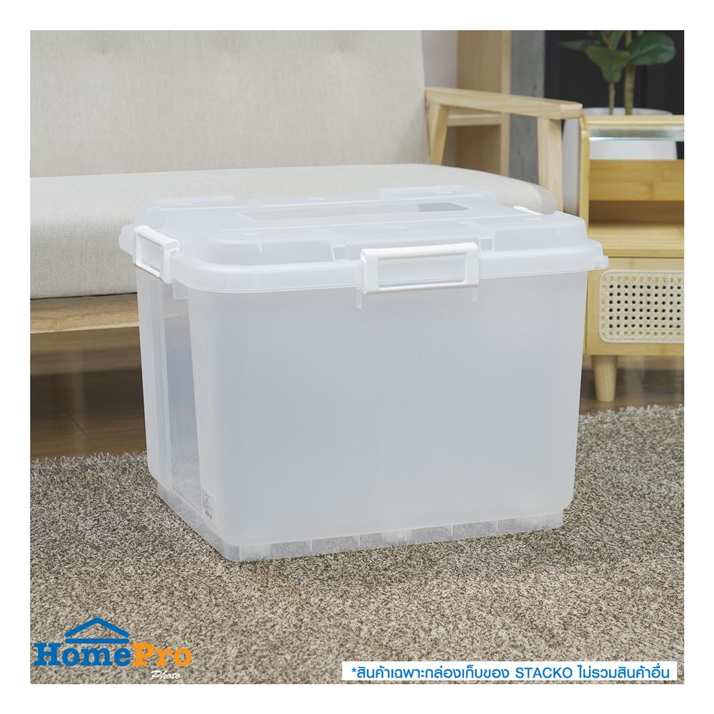 กล่องเก็บของ มีล้อ ฝาล็อค STACKO 90 ลิตร 60.8X50.3X44.7 ซม. สีใส