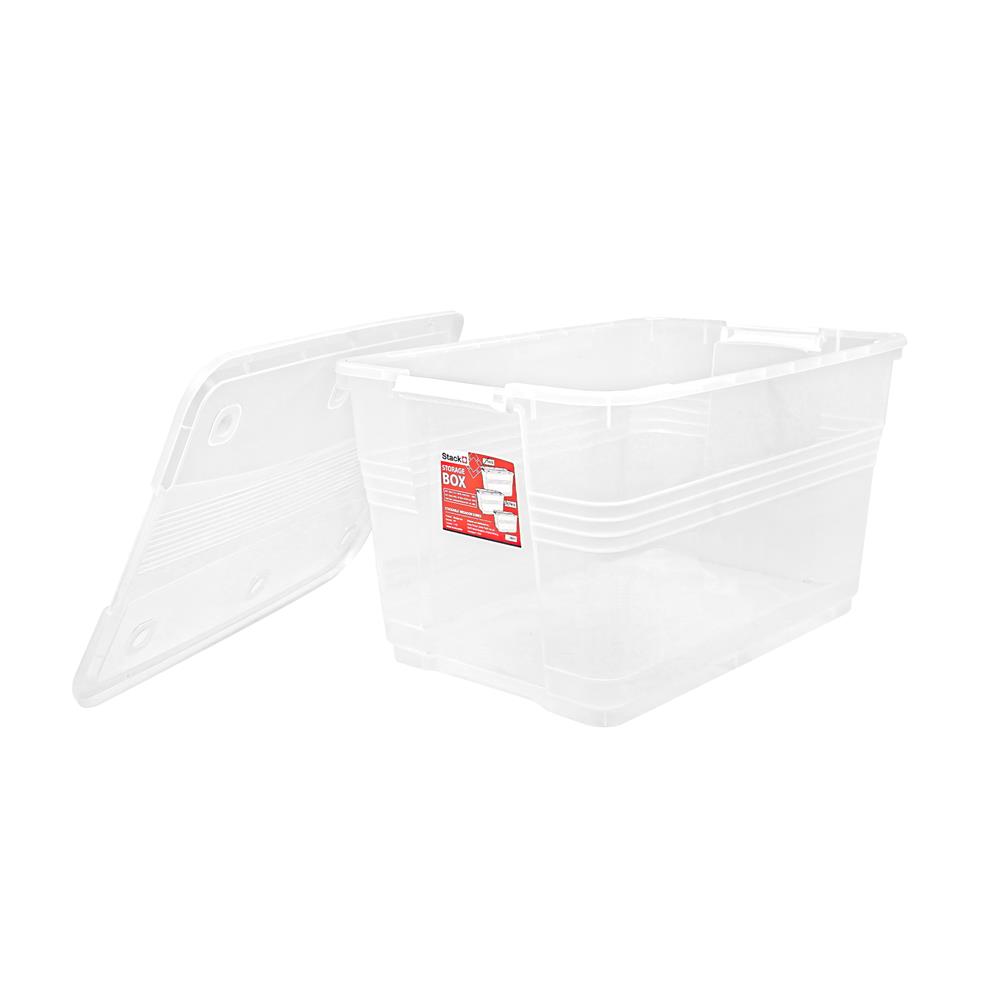 กล่องเก็บของ มีล้อ ฝาล็อค STACKO 80 ลิตร 66.3X49.6X39.1 ซม. สีใส