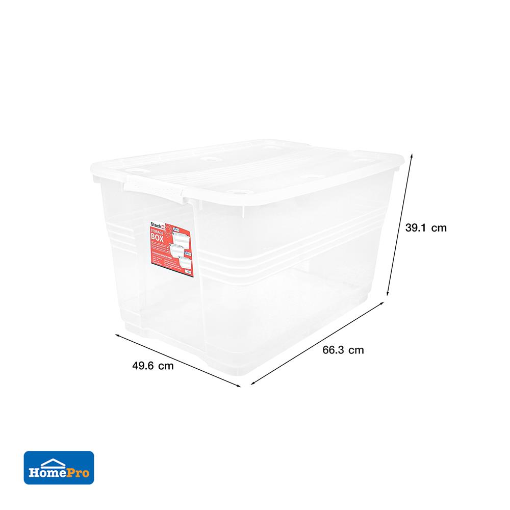 กล่องเก็บของ มีล้อ ฝาล็อค STACKO 80 ลิตร 66.3X49.6X39.1 ซม. สีใส