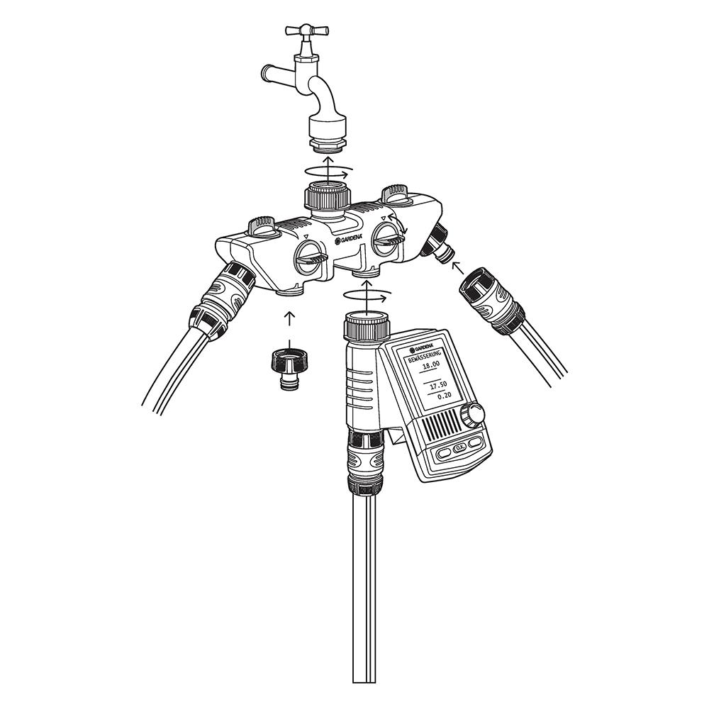 หัวจ่ายน้ำ 4 ทาง GARDENA 08194-20