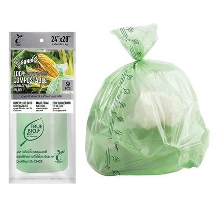 ถุงขยะม้วน สลายตัวได้ SUNBIO ขนาด 24x28