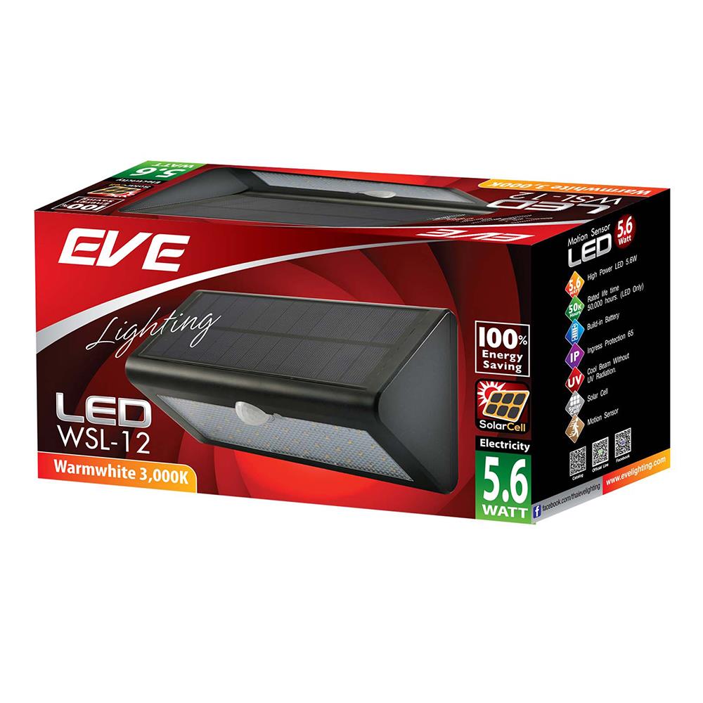 ไฟผนังภายนอก SOLAR EVE 585508 5.6 วัตต์ WARMWHITE สีดำ
