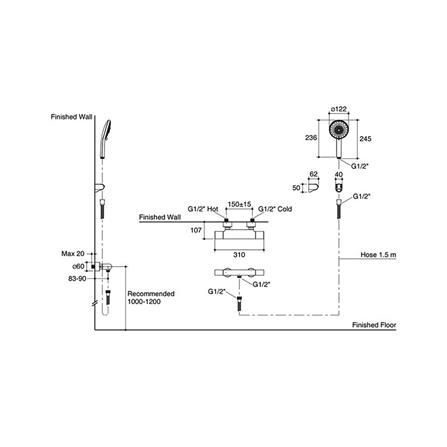 ก๊อกผสมยืนอาบ KOHLER K-72647X-9-CP_1
