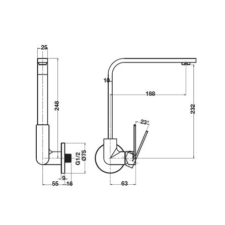ก๊อกซิงค์เดี่ยวติดผนัง HAFELE 495.50.061 สีโครม_1