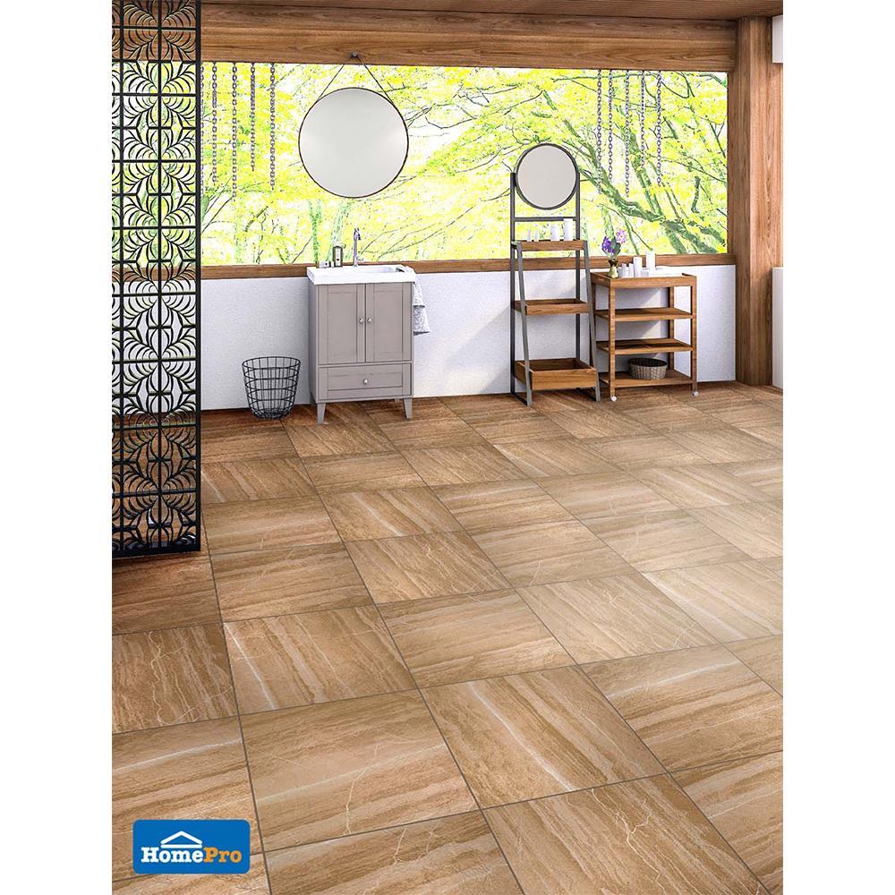 กระเบื้องพื้นพอร์ซเลน  16x16 นิ้ว COTTO ฮาร์โมไนซ์ สโตน น้ำตาล PM 0.96M2