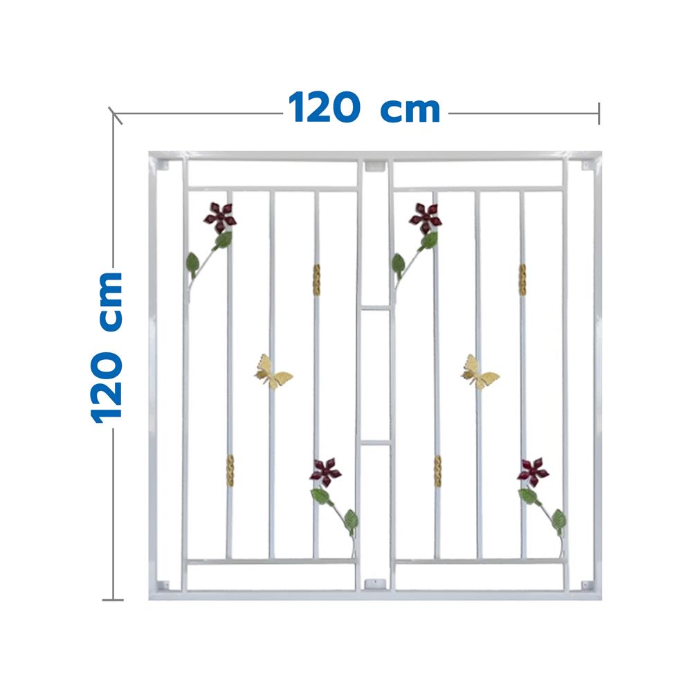 เหล็กดัดหน้าต่าง MHOLARN ดอกไม้ผีเสื้อ 120x120 ซม. สีขาว