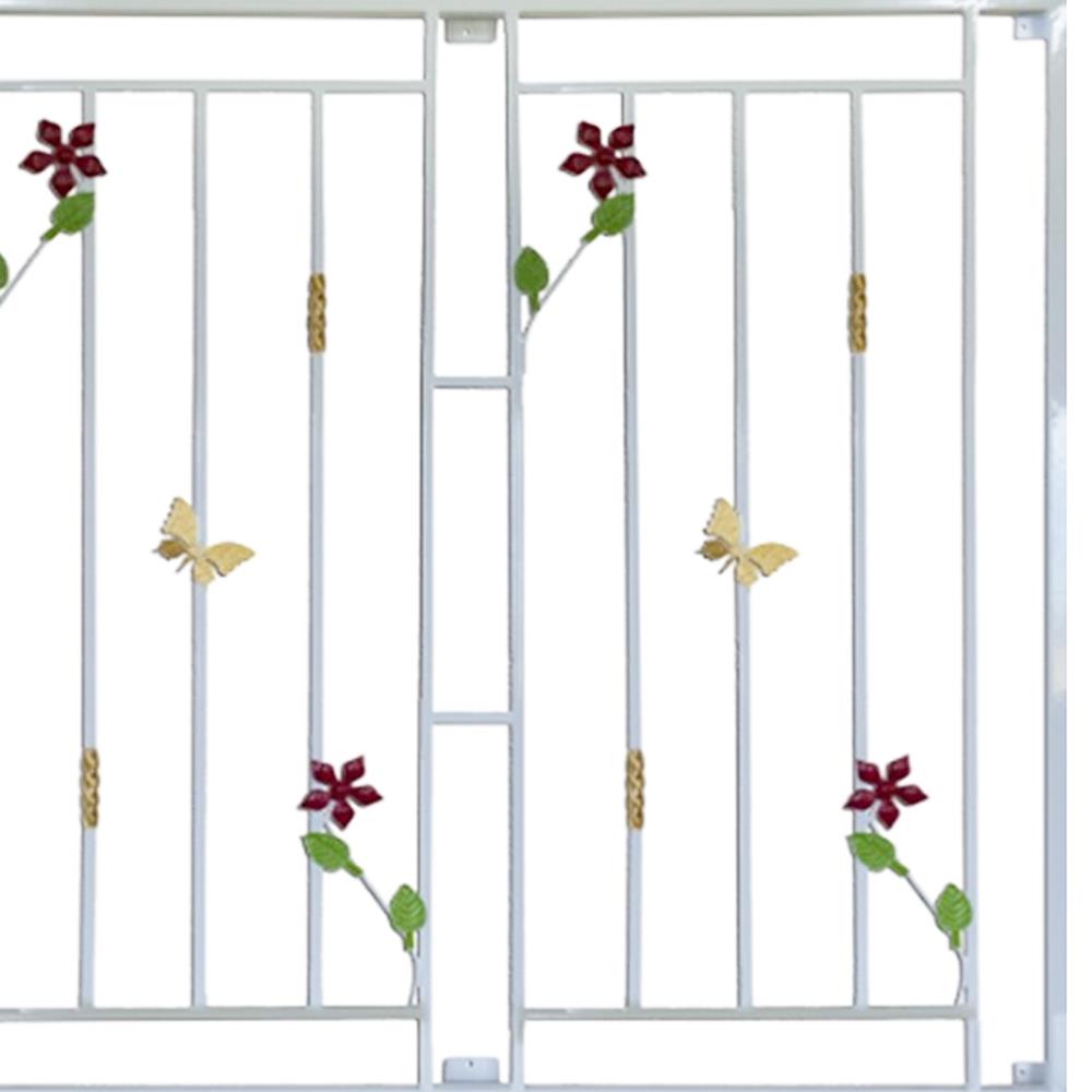 เหล็กดัดหน้าต่าง MHOLARN ดอกไม้ผีเสื้อ 120x120 ซม. สีขาว