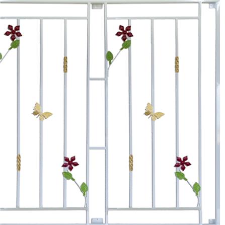 เหล็กดัดหน้าต่าง MHOLARN ดอกไม้ผีเสื้อ 120x120 ซม. สีขาว_1