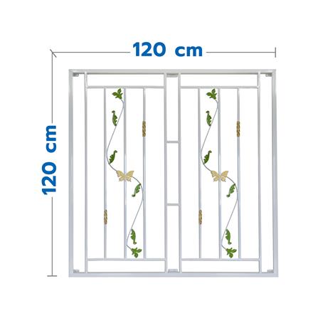 เหล็กดัดหน้าต่าง MHOLARN ดอกไม้ร่าเริง 120x120 ซม. สีขาว