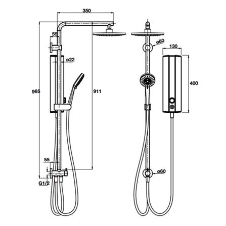 ชุดฝักบัวเรนชาวเวอร์พร้อมเครื่องทำน้ำอุ่น HAFELE 495.60.072 สีดำ_1