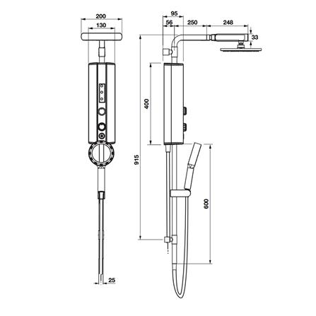 ฝักบัว RAIN SHOWER น้ำอุ่น HAFELE 495.60.076 สีดำ_3