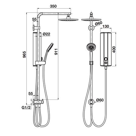 ฝักบัว RAIN SHOWER น้ำอุ่น HAFELE 495.60.071 สีขาวโครม_3