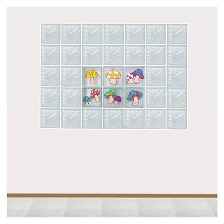 อิฐแก้ว 19x19x8 ซม. ชุดเห็ดโคน ขาว_1