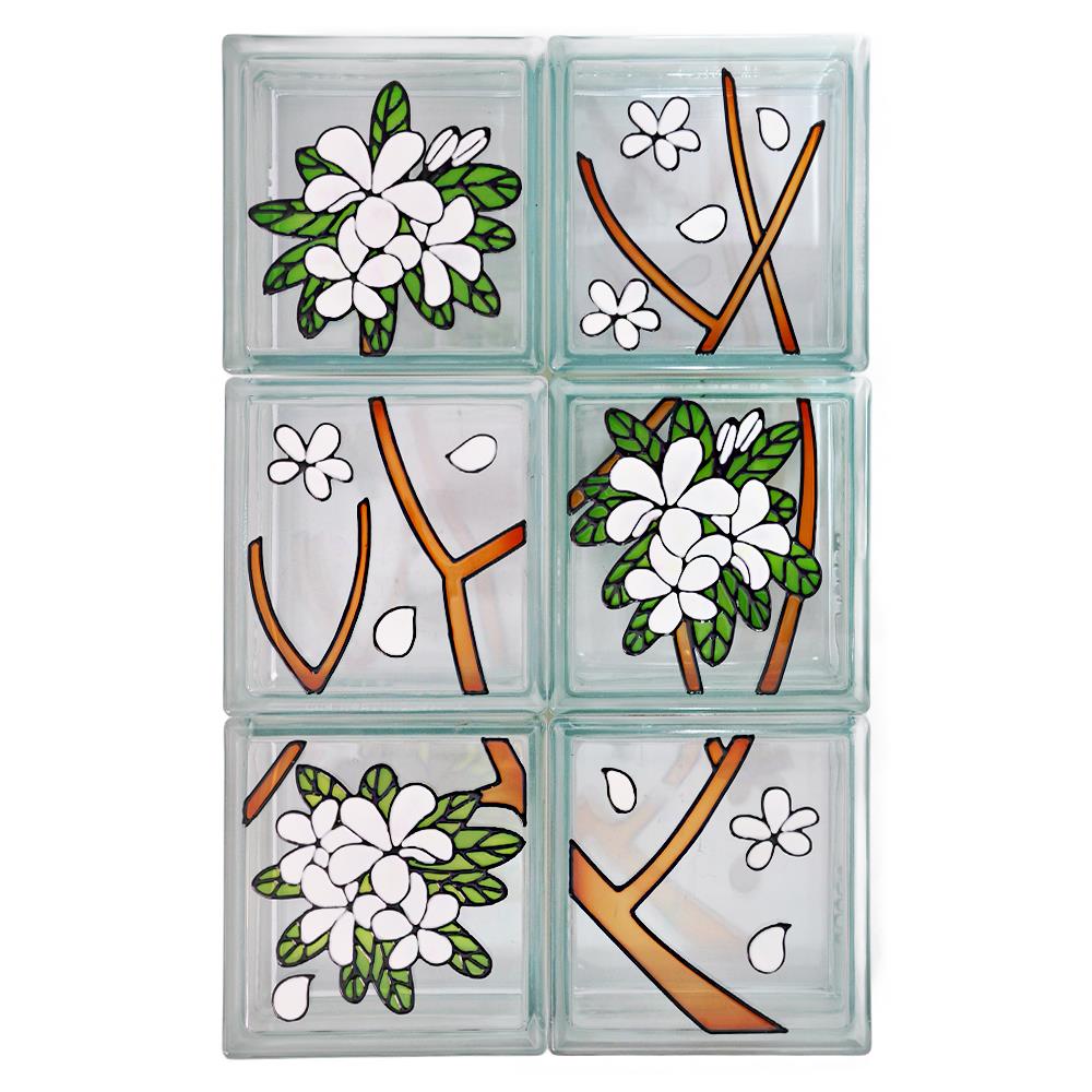 อิฐแก้ว 19x19x8 ซม. ชุดลีลาวดี ขาว