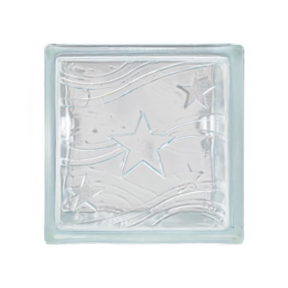 อิฐแก้ว 19x19x9 ซม. ช้างแก้ว เพชรส่องดาว สีใส