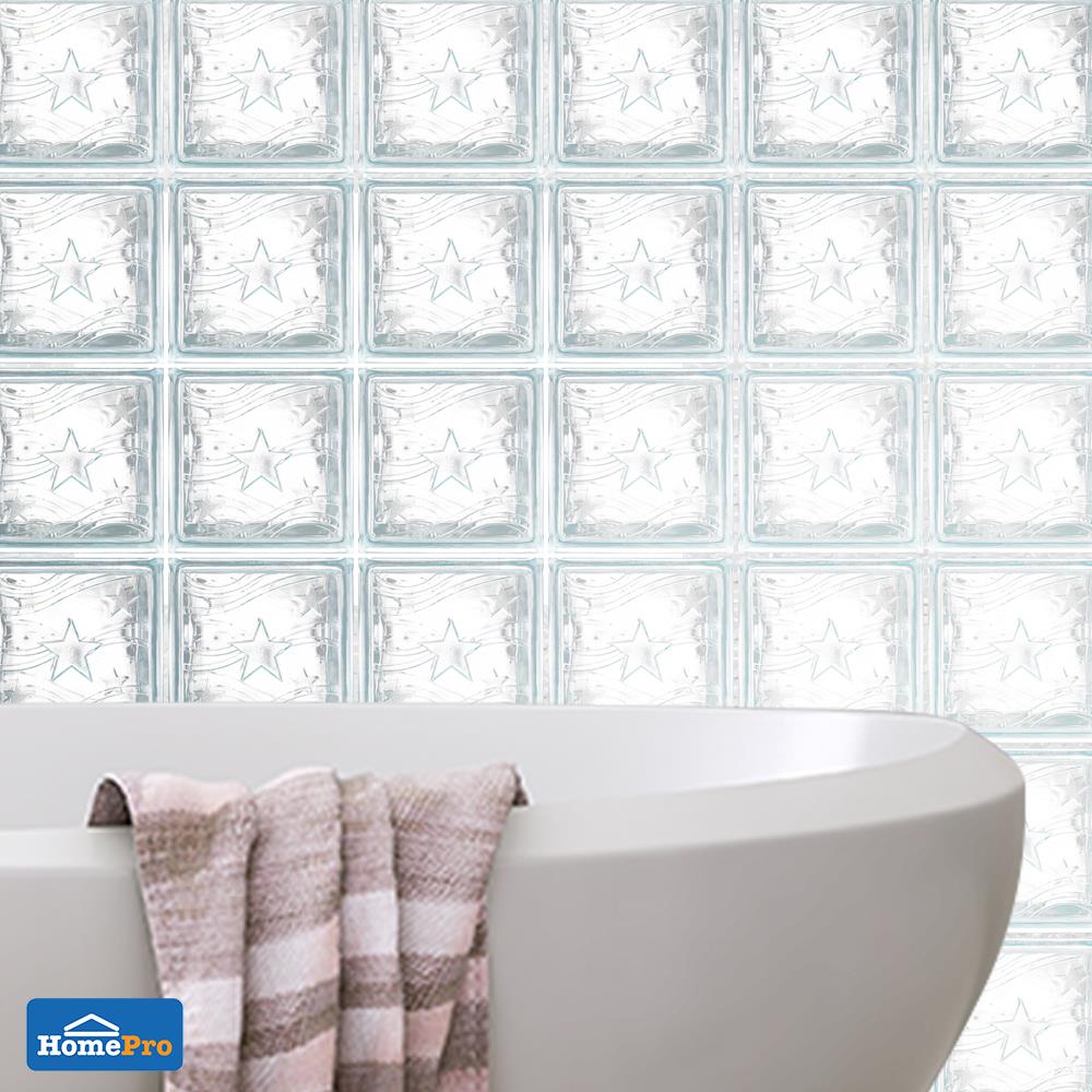 อิฐแก้ว 19x19x9 ซม. ช้างแก้ว เพชรส่องดาว สีใส