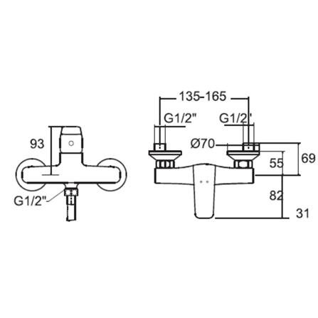 ก๊อกผสมยืนอาบ AMERICAN STANDARD A-0412-300B_1