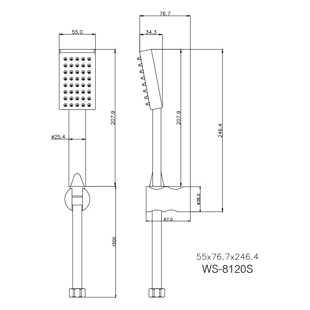 ชุดฝักบัวสายอ่อน 1 ระดับ WS รุ่น WS-8120S สีสเตนเลส