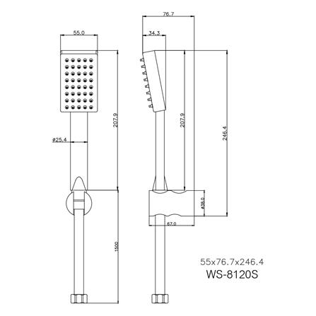 ชุดฝักบัวสายอ่อน 1 ระดับ WS รุ่น WS-8120S สีสเตนเลส_1