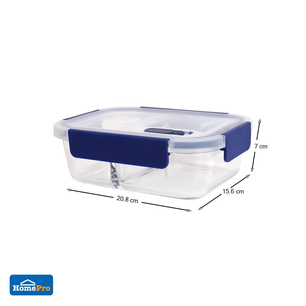 กล่องอาหารแก้ว 2 ช่อง 1 ลิตร KECH X DOUBLE LOCK 1942A