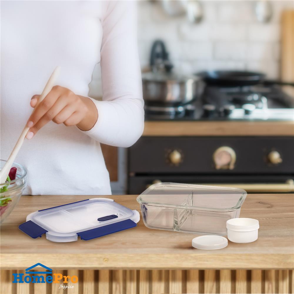 กล่องอาหารแก้ว2ช่อง 0.62 ลิตร KECHxDOUBLE LOCK No.1941A