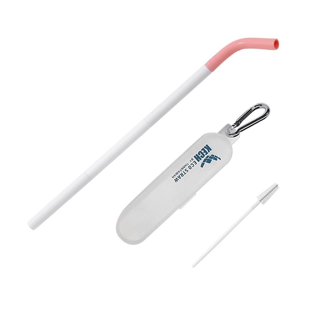 หลอด+แปรงทำความสะอาด ECO STRAW KECH สีชมพู