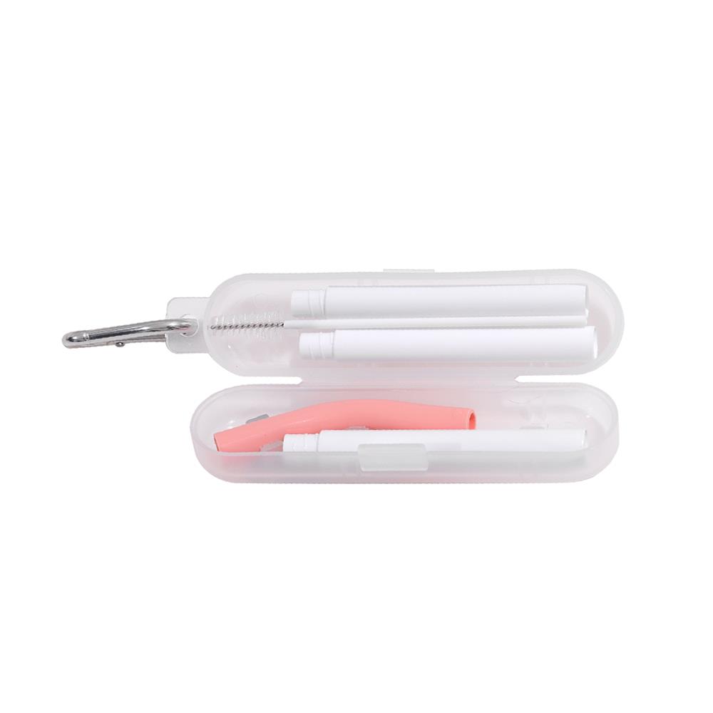 หลอด+แปรงทำความสะอาด ECO STRAW KECH สีชมพู