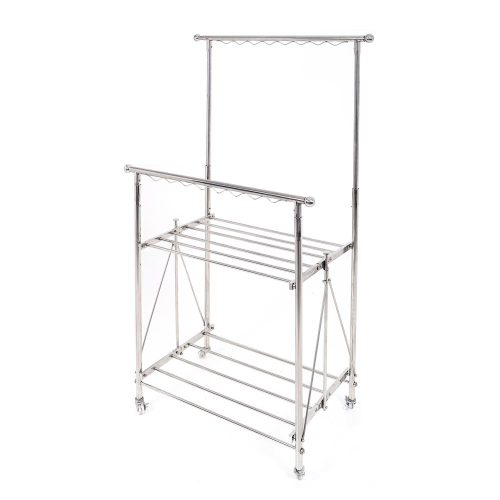 ราวแขวนบาร์คู่ปรับระดับพับได้สเตนเลสมีล้อ PLIM 90 ซม.