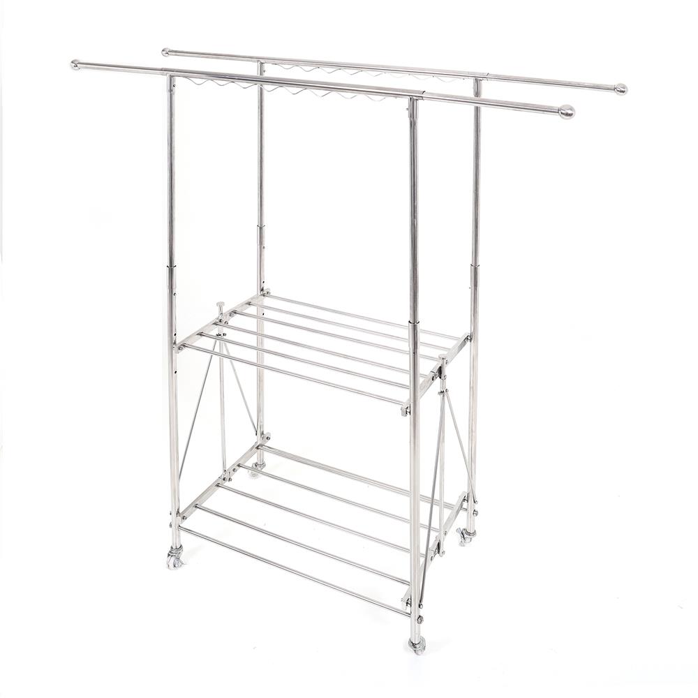 ราวแขวนบาร์คู่ปรับระดับพับได้สเตนเลสมีล้อ PLIM 90 ซม.