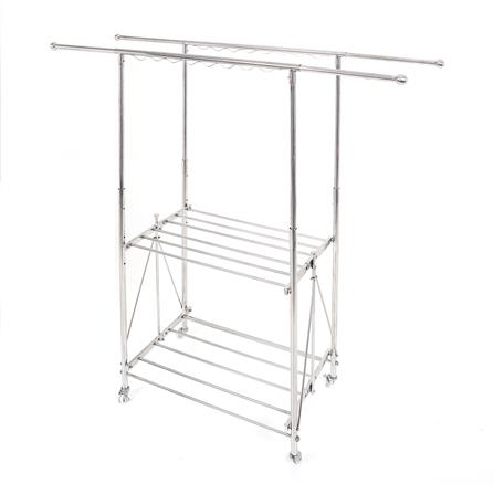 ราวแขวนบาร์คู่ปรับระดับพับได้สเตนเลสมีล้อ PLIM 90 ซม._1