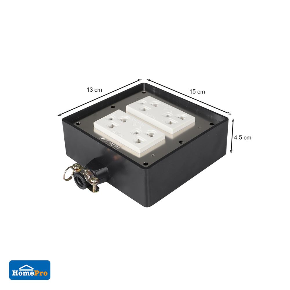 บล็อกยาง 4x4 พร้อมปลั๊กกราวด์คู่ 4 ช่อง ELECKTA V-094 สีดำ