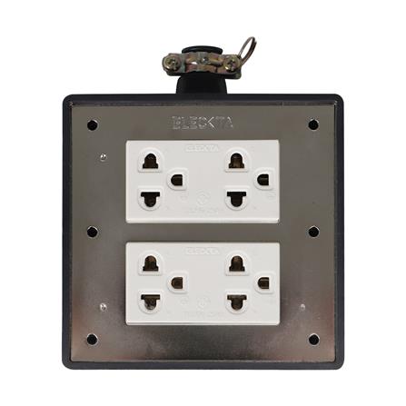 บล็อกยาง 4x4 พร้อมปลั๊กกราวด์คู่ 4 ช่อง ELECKTA V-094 สีดำ_0