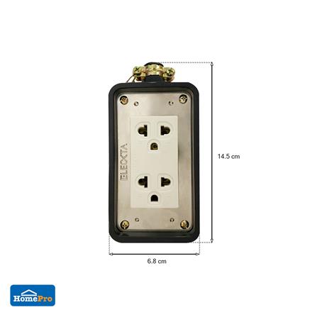 บล็อกยาง 2x4 พร้อมปลั๊กกราวด์คู่ 2 ช่อง ELECKTA V-092 สีดำ_2