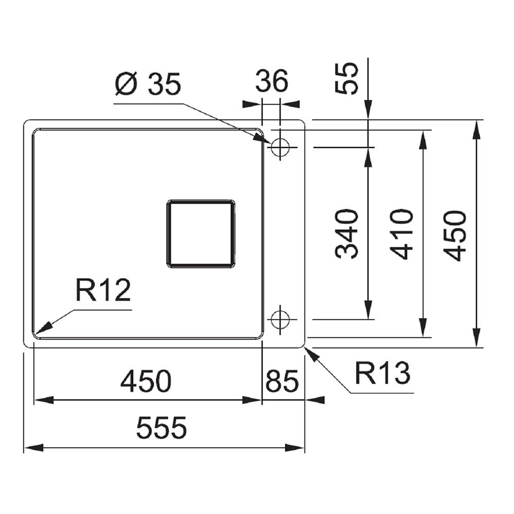 ซิงค์ฝังสแควร์ 1หลุม FRANKE OYX 210-45 สเตนเลส